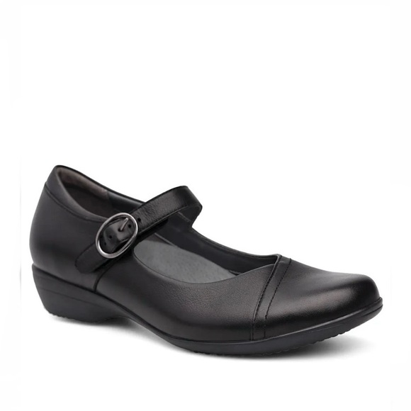 Fawna Black Leather Slip-On Mary Jane Shoe - Picture 1 of 8